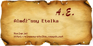 Almássy Etelka névjegykártya